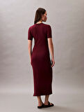 Calvin Klein Jeans A - MODAL RIB SS DRESS Kadın Kırmızı Elbise LV044C902G-VLP