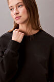 Kadın Logo İşlemeli Bisiklet Yaka Sweatshirt - Siyah | M