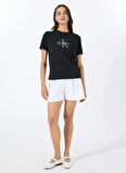 Calvin Klein Jeans Bisiklet Yaka Düz Siyah Kadın T-Shirt LV047B864GUB1