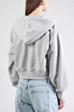 Calvin Klein Jeans A- FRENCH TERRY BADGE LOGO FZ HO Kadın Gri Sweatshirt LV047C216G-P79