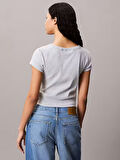 CALVIN KLEIN Kadın Marka Logolu Pamuklu Günlük Kullanıma Uygun Gri T-Shirt LV047C200G P79