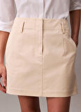 Calvin Klein Jeans Standart Bel Bej Kadın Düz Kısa Etek LV044C649GPB5