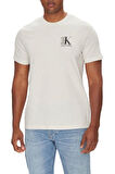 Erkek Soyut Grafik Baskılı T-Shirt - Krem | M