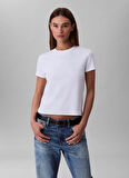 Calvin Klein Yuvarlak Yaka Düz Beyaz Kadın T-Shirt LV044C216GYAA