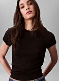 Calvin Klein Yuvarlak Yaka Düz Siyah Kadın T-Shirt LV044C216GUB1