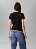 Calvin Klein Yuvarlak Yaka Düz Siyah Kadın T-Shirt LV044C216GUB1