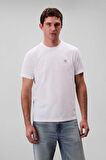 Erkek Regular Fit Logo Patch'li T-Shirt - Beyaz | L
