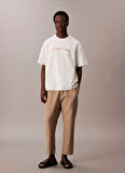 Calvin Klein Jeans Bisiklet Yaka Baskılı Beyaz Erkek T-Shirt LV04RC225G6QH SS CENTER CHAIN STITC