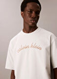 Calvin Klein Jeans Bisiklet Yaka Baskılı Beyaz Erkek T-Shirt LV04RC225G6QH SS CENTER CHAIN STITC