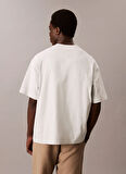 Calvin Klein Jeans Bisiklet Yaka Baskılı Beyaz Erkek T-Shirt LV04RC225G6QH SS CENTER CHAIN STITC