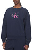 Kadın Relaxed Fit Bisiklet Yaka Monogram Logolu Sweatshirt - Lacivert | S