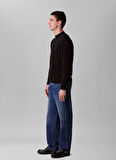Calvin Klein Jeans Bisiklet Yaka Classic Fit Düz Siyah Erkek Kazak LV04RC309GUB1 LS EZ COTTON CREWNK S