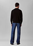 Calvin Klein Jeans Bisiklet Yaka Classic Fit Düz Siyah Erkek Kazak LV04RC309GUB1 LS EZ COTTON CREWNK S