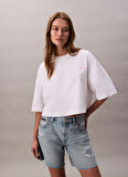 Calvin Klein Yuvarlak Yaka Baskılı Beyaz Kadın T-Shirt LV044C208GYAA