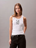 Calvin Klein Jeans SL COTTON RIB SOLID TANK Kadın Beyaz Bluz LV044C219G-YAA