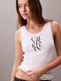 Calvin Klein Jeans SL COTTON RIB SOLID TANK Kadın Beyaz Bluz LV044C219G-YAA