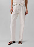 Calvin Klein Jeans Yüksek Bel Düz Paça Straight Beyaz Kadın Denim Pantolon LV047B919GASN