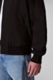 Erkek Tam Kalıp Kolej Yaka Bomber Ceket - Siyah | L