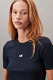 Calvin Klein Jeans Kadın Modal Fitilli Mavi T-shirt LV044C901G-CEF