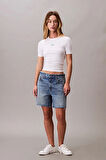 Calvin Klein Jeans Kadın Modal Fitilli Beyaz T-shirt LV044C901G-YAA