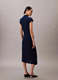 Calvin Klein Gömlek Yaka Düz Mavi Kısa Kadın Elbise LV044C237GVU5