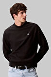 Erkek Bisiklet Yaka Nakış Logolu Sweatshirt - Siyah | L