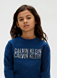 Calvin Klein Baskılı Erkek Çocuk Mavi Sweatshırt IB0IB02527C3I