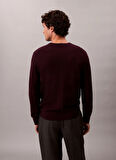 Calvin Klein Bisiklet Yaka Normal Kırmızı Erkek Kazak LV04LB305GGR9_LS 100% MERINO CREW 1