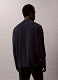 Calvin Klein Bisiklet Yaka Normal Mavi Erkek Kazak LV04LD313GCEF_LS SNOWY TECH KNIT BO