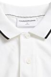 Calvin Klein Jeans Polo Dar Düz Erkek Beyaz Polo T-Shirt J30J315603-YAF TIPPING SLIM POLO