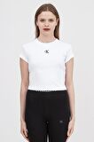 Calvin Klein Ck Rib Cropped Slim Tee Kadın Bisiklet Yaka T-Shirt