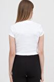 Calvin Klein Ck Rib Cropped Slim Tee Kadın Bisiklet Yaka T-Shirt