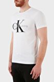 Calvin Klein Jeans Beyaz Erkek Bisiklet Yaka Düz T-Shirt J30J320935-YAF CORE MONOGRAM