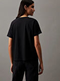 Kadın Ck Smooth Pamuklu T-Shirt - Siyah | L