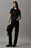Kadın Ck Smooth Pamuklu T-Shirt - Siyah | L