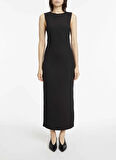 Calvin Klein Bisiklet Yaka Siyah Midi Kadın Elbise K20K205569BEH