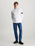 Erkek BADGE Bisiklet Yaka Sweatshirt - Beyaz | XS