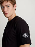 Erkek CK Logolu Bisiklet Yaka BADGE REGULAR T-Shirt - Siyah | XXL