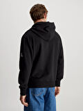 Erkek Rozetli Kapüşonlu Sweatshirt - Siyah  | M