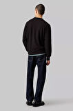 Erkek Rozetli Sweatshirt - Siyah | L