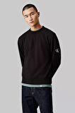 Erkek Rozetli Sweatshirt - Siyah | L