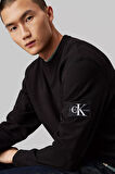 Erkek Rozetli Sweatshirt - Siyah | L