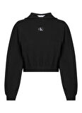 Calvin Klein Jeans Kapüşon Yaka Düz Siyah Kadın T-Shirt J20J221441