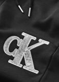 Calvin Klein Lastikli Paça Siyah Kadın Eşofman Altı METALLIC MONOGRAM SWEATPANTS