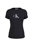 Calvin Klein Jeans Bisiklet Yaka Baskılı Siyah Kadın T-Shirt J20J2223430GO