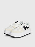 Kadın Calvin Klein Logolu Platform Topuklu Rahat Tabanlı Gündelik Kullanıma Uygun Beyaz Sneaker YW0YW01432-0K8