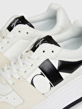 Kadın Calvin Klein Logolu Platform Topuklu Rahat Tabanlı Gündelik Kullanıma Uygun Beyaz Sneaker YW0YW01432-0K8