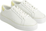 Kadın Calvin Klein Logolu Platform Topuklu Rahat Tabanlı Gündelik Kullanıma Uygun Beyaz Sneaker HW0HW01911-0K6