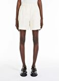 Calvin Klein Normal Beyaz Kadın Şort MONOGRAM EMBROIDERY SHORTS