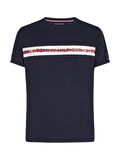 Erkek Bisiklet Yaka Logolu Lacivert T-Shirt